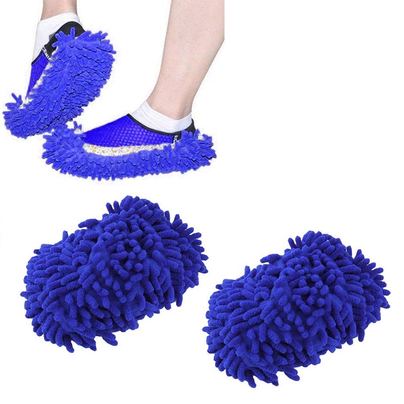 Dossini Home Mop Sweep Floor Cleaning Duster Cloth Housework Soft Slipper SY (1 Pair/Blue) - Image 1